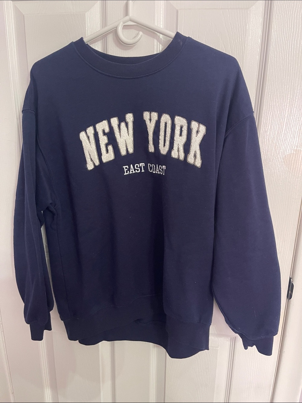 Navy Crewneck Sweater with White 'NEW YORK' Lettering